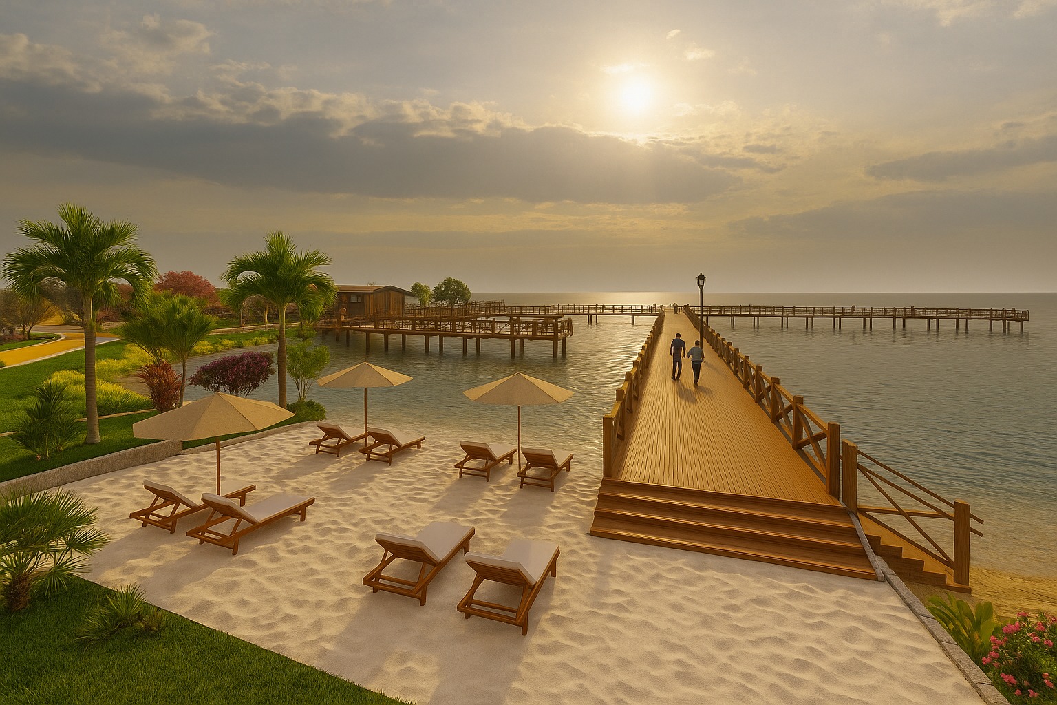 Projeto LIVR — píer ao pôr do sol
